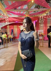 Elegant Navy Blue Embellished Gown