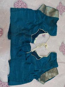 Blue Silk Saree with Elephant Motif