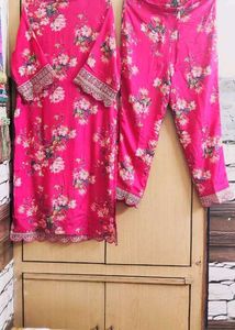Mirror work Floral Embroidered  kurta pant dupatta