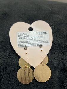 Chic Gold Tone Disc Drop Earrings