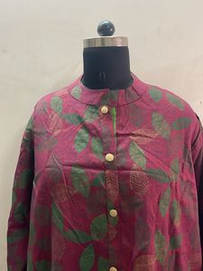 Maroon Kurta with Leaf Print