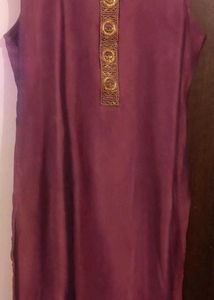 Elegant Purple Kurta with Gold Embroidery