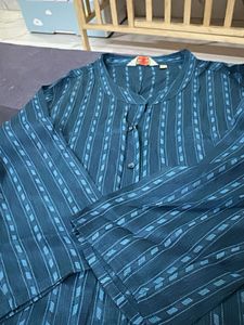 Teal Striped Kurta