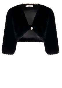 Chic Black Faux Fur Bolero Jacket
