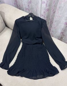 Chic Black Smocked Mini Dress