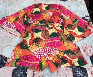 Floral Printed Front Tie Knot Playsuit
