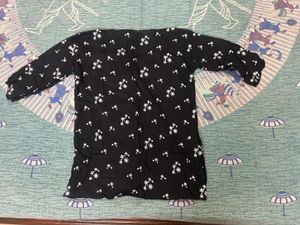Black Floral Print Kurta