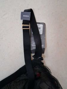 44DDD Black Embroidered Mesh Bra