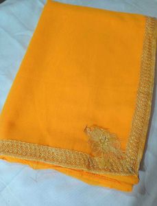 Elegant Yellow Chiffon Saree