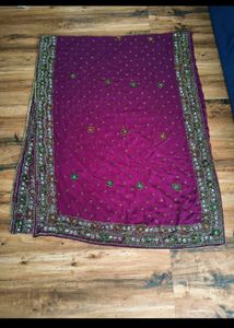 y2k purple handwork saree