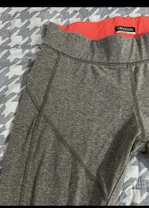 Gray Active Leggings with Coral Accents