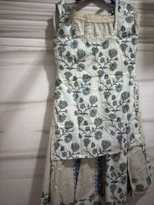 blue and white sharara set