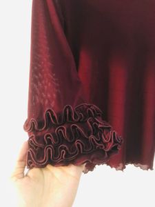 Burgundy Ruffle Cuff Top