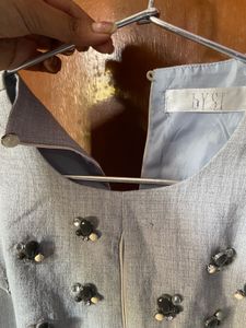 Embellished Grey Sleeveless Top