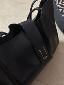 Chic Black Faux Leather Tote Bag