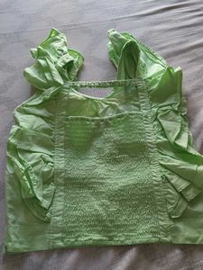 Lime Green Ruffle Sleeveless Top