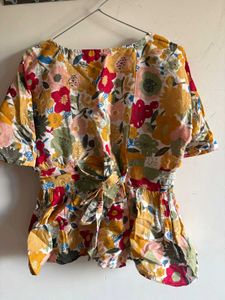 Floral Wrap Peplum Top