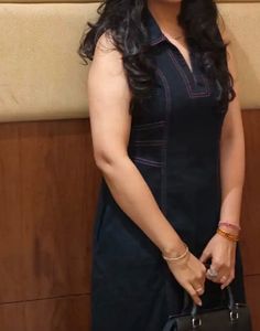 40 inch Stylish Dark Wash Denim Dress