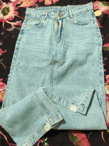Light Wash Denim Maxi Skirt