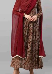 Floral Anarkali Suit with Dupatta