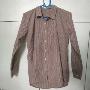 Striped Brown Shirt For Women