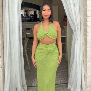 Lime Green Textured Bikini Set