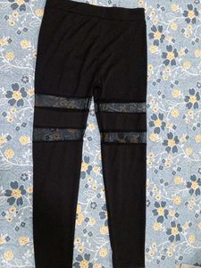 Stylish Black Leggings with Mesh Detail