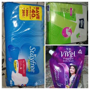 Stayfree Pad+ Body Wash+ Panty Liner