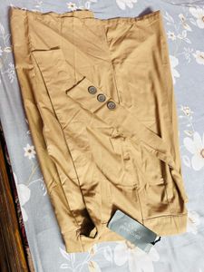 Stylish Beige Midi Skirt with Tie-Up Detail