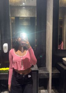 NewMe Pink Long Sleeve Crop Top