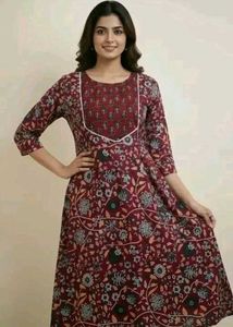 Maroon Floral Print Kurta Set
