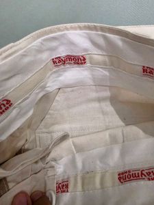 Cream men cotton trousers