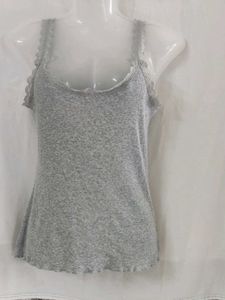 ESmara Gray Lace Trim Cami Top