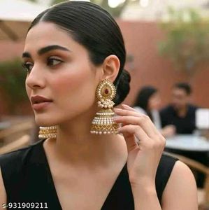 Exquisite Pearl &amp; Stone Jhumka Earrings