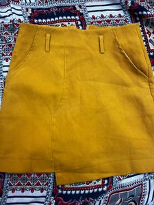 Chic Mustard Yellow Wrap Minii Skirt