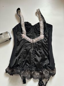 Vintage Black Lace Trim Corset