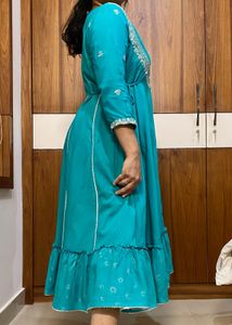 Teal Embroidered Anarkali Kurta