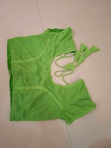 Bright Green Net Blouse