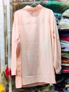 Peach Oversized Button-Up Shirt