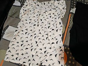 Chic Black Bird Print Top Nd pants set