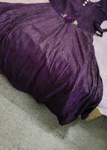 Elegant Purple Maxi Dress with Floral Detail