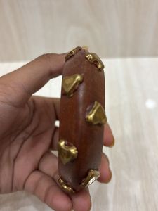 Wooden Bangle with Brass Accents