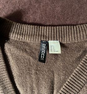 Brown Argyle Knit Cardigan