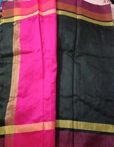 Elegant Black Saree with Gold Border