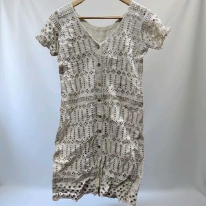 Chic White Lace Button-Up Mini Dress