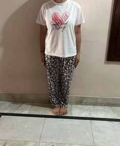 Cute Heart Graphic T-Shirt And Pajama