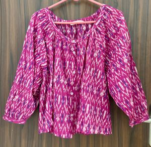 Mango Printed Puffed Sleeve Top