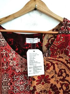Curvy Clan Maroon Printed Dress ( Women)