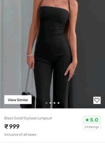 Chic Black Ribbed Strapless Jumpsuit