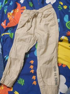 Kids Beige Cargo Joggers